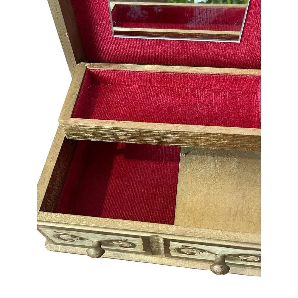 Vintage Mele Florentine Style Jewelry Box 1960s Gold Gilted Jewelry Storage